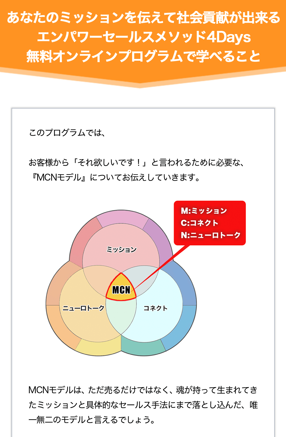 あなたの熱い想いを伝えて社会貢献が出来るエンパワーセールスメソッド4Days無料オンラインプログラムで学べる事